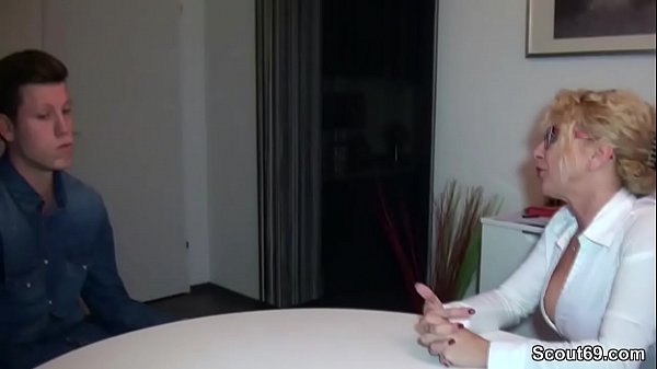 Horny mom helps young boy with his first fuck