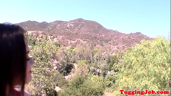 Real teen jerks dick and gets cum on bigtits