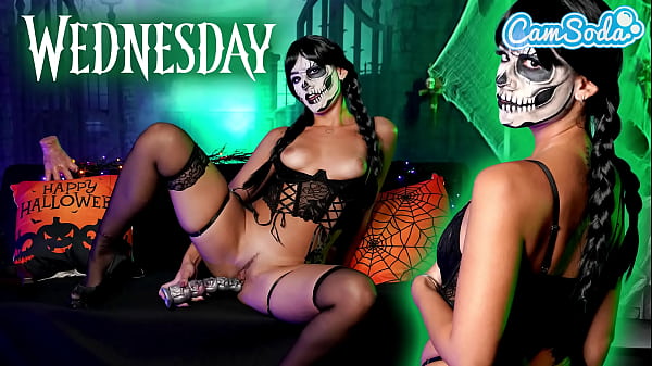 Horny Wednesday Addams Masturbates Until Quivering Orgasm - Halloween Cosplay Special