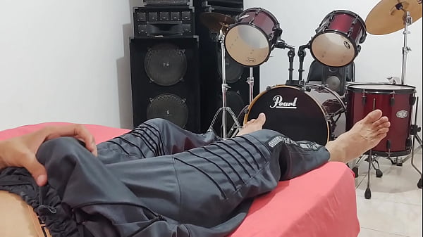 man masturbates his big cock in front of the camera