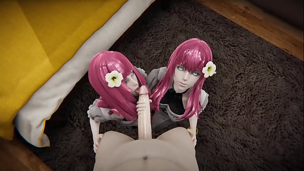 Devola &amp_ Popola lesbische Küsse und doppelter Blowjob [Vollständiges Video] 5m